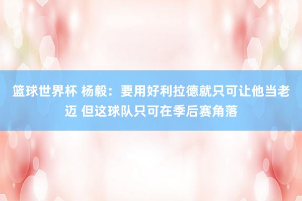 篮球世界杯 杨毅：要用好利拉德就只可让他当老迈 但这球队只可在季后赛角落