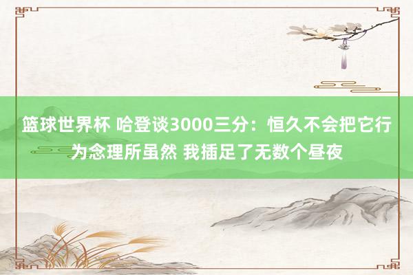 篮球世界杯 哈登谈3000三分：恒久不会把它行为念理所虽然 我插足了无数个昼夜