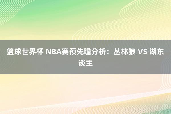 篮球世界杯 NBA赛预先瞻分析：丛林狼 VS 湖东谈主