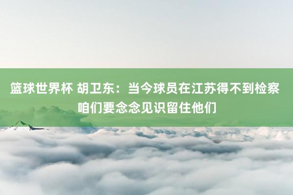 篮球世界杯 胡卫东：当今球员在江苏得不到检察 咱们要念念见识留住他们