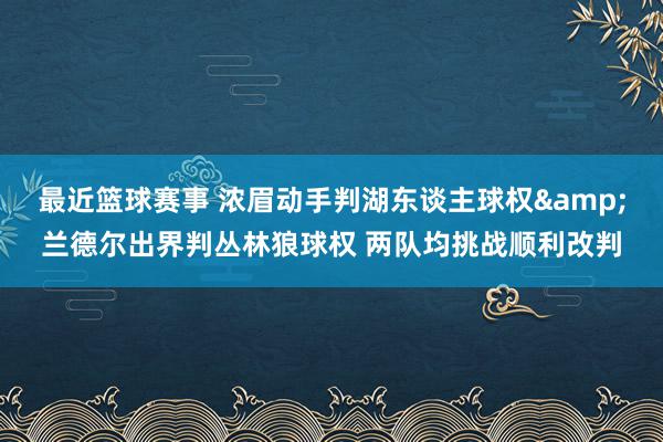 最近篮球赛事 浓眉动手判湖东谈主球权&兰德尔出界判丛林狼球权 两队均挑战顺利改判